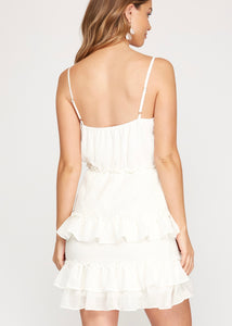 halter surplice tiered dress