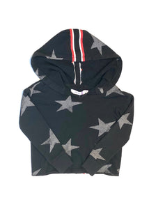 girls crop hoodie with taping & stars