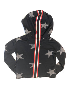 girls crop hoodie with taping & stars