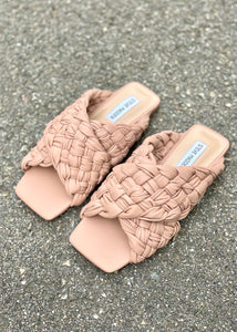 woven square toe slide sandal