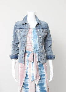 raw hem denim jacket - light wash