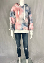 Load image into Gallery viewer, teddy tie dye hoodie pull over
