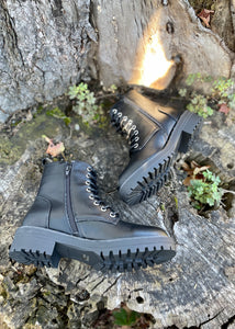 Womens black hotsell studded combat boots