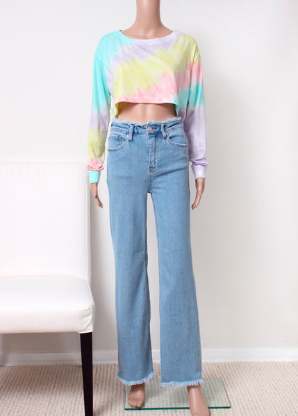 diagonal tie dye long sleeve tee