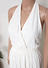 Load image into Gallery viewer, eyelet trim halter dress
