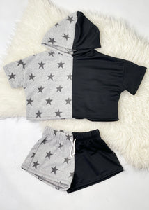 girls stars & solid combo shorts