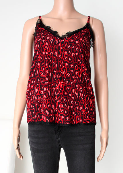 leopard cami with lace trim