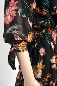 floral smock waist dress