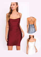 Load image into Gallery viewer, women satiny cowl slip dress
