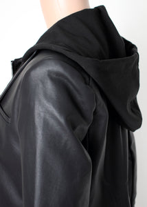 faux leather hoodie blazer