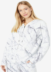 marble print zip hoodie