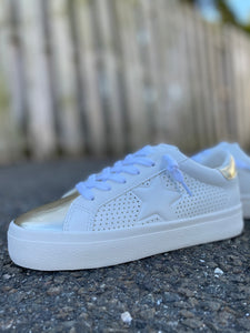white & gold sneaker