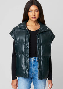 quilted faux leather vest