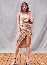 Load image into Gallery viewer, one shoulder silky tulip dress
