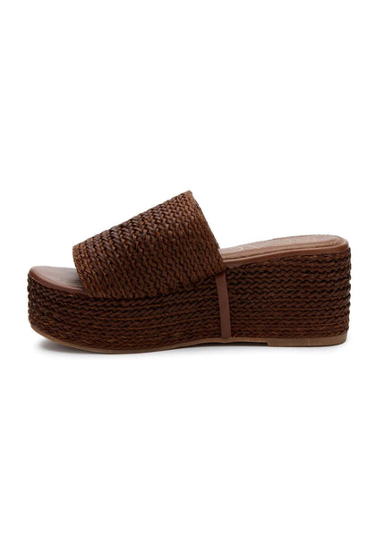 raffia slide platform sandal