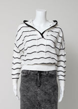 Load image into Gallery viewer, pointelle stripe hoodie sweater
