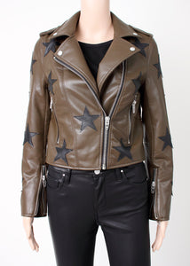 star faux leather jacket