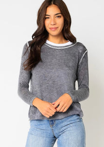 faux jersey layer sweater