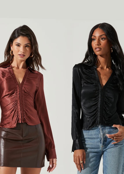 hook & eye collar blouse