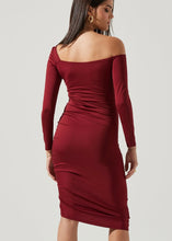 Load image into Gallery viewer, long sleeve ruched jersey dress
