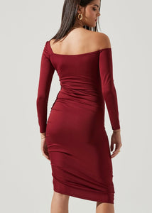 long sleeve ruched jersey dress