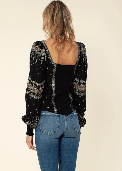 metallic embroidery blouse