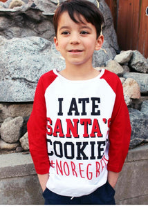 kids raglan tee- I ate Santa`s cookies