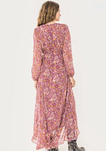 Load image into Gallery viewer, paisley wrap maxi long sleeeve dress
