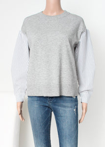 stripe sleeve combo sweater