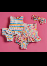 Load image into Gallery viewer, girls reversible floral swim &amp; headband
