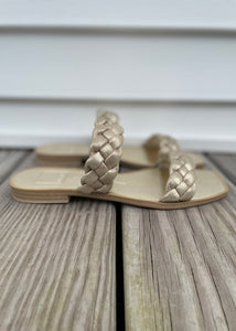 2 braided metallic flat sandal