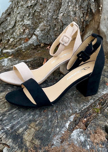 womens block heel suede sandal