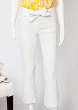 Load image into Gallery viewer, midrise slit hem crop flare jean with belt
