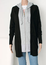 Load image into Gallery viewer, long layered hoodie cardigan
