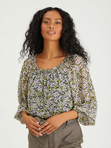 floral off shoulder long sleeve blouse