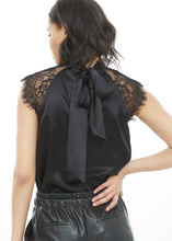 Load image into Gallery viewer, silk halter lace trim blouse
