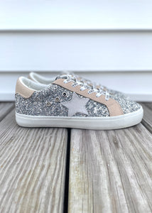 silver glitter low top sneaker