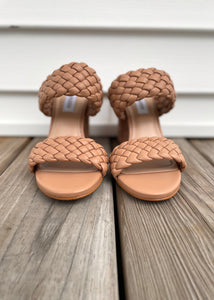 braided block stacked heel sandal