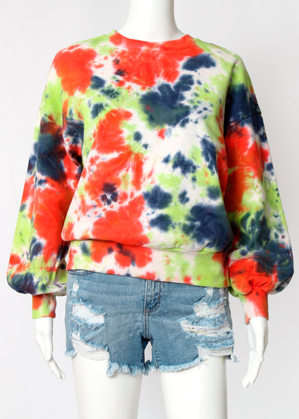 bright tie dye long sleeve sweatshirt