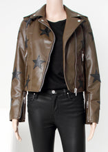 Load image into Gallery viewer, star faux leather jacket
