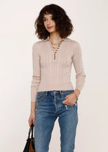 Load image into Gallery viewer, womens cable  1/3 button sweater
