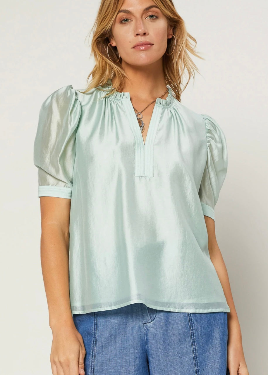 women organza placket blouse