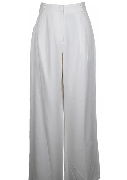white wide leg tailored pant