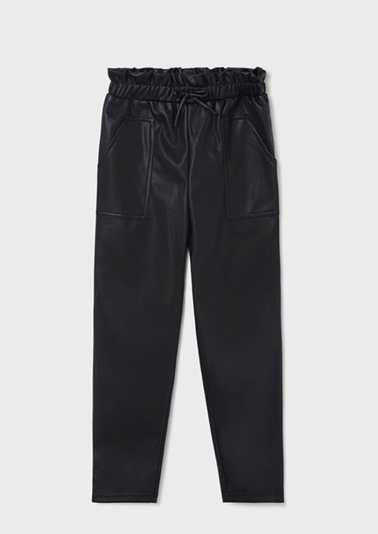 girls faux leather jogger
