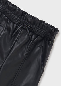 girls faux leather jogger