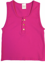 Load image into Gallery viewer, girls waffle henley tank
