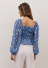 Load image into Gallery viewer, smocked bodice long sleeve print top
