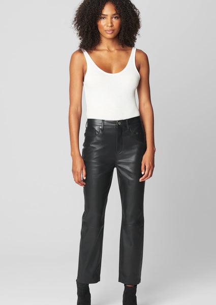 women faux leather straight jean