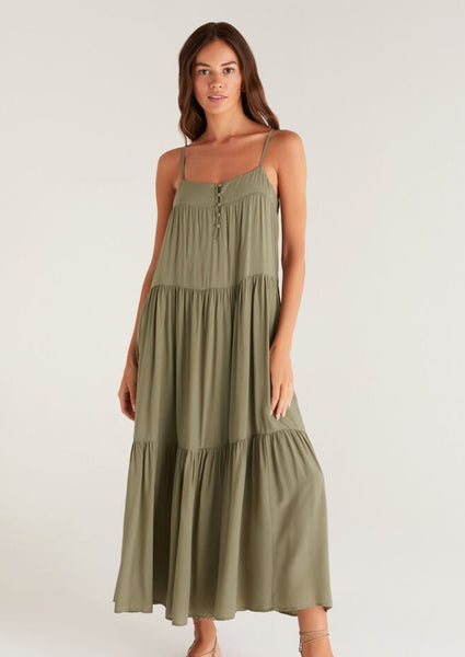 rayon tiered maxi dress