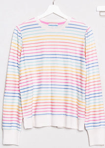 button sleeve stripe sweater